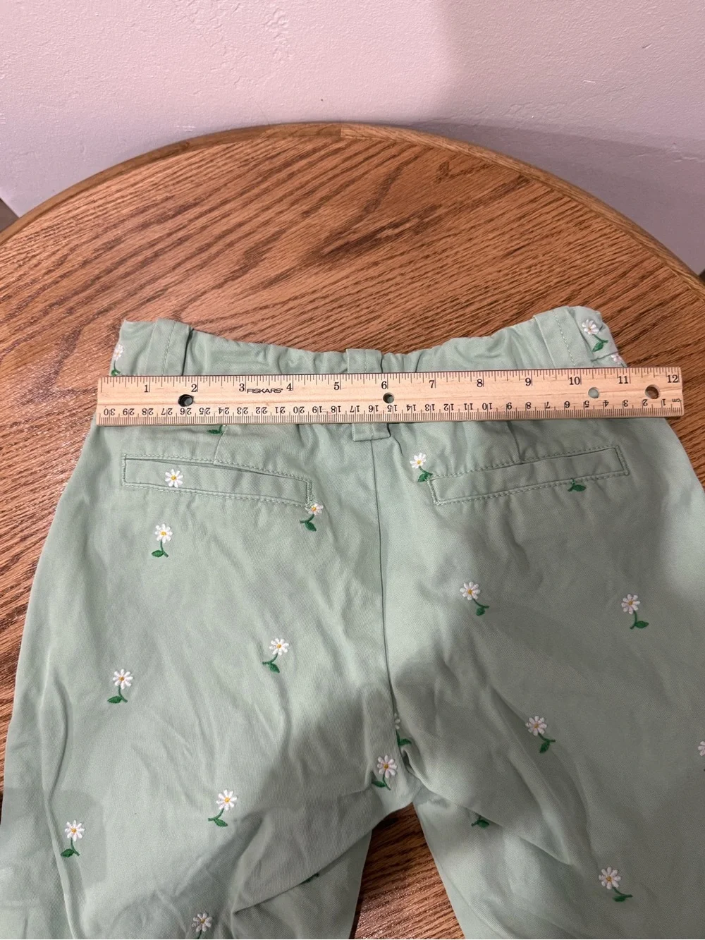 GAP Sage Green Daisy Embroidered Chinos